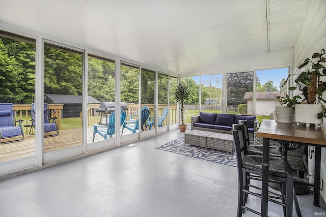 61156 Old Spanish Trl, South Bend, IN 46614 - sunroom / solarium featuring an outdoor hangout area and outdoor dining space