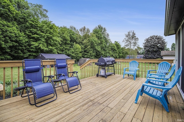 61156 Old Spanish Trl, South Bend, IN 46614 - wooden deck featuring a yard and a grill