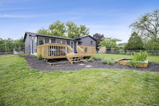 61156 Old Spanish Trl, South Bend, IN 46614 - rear view of house with a sunroom and a deck