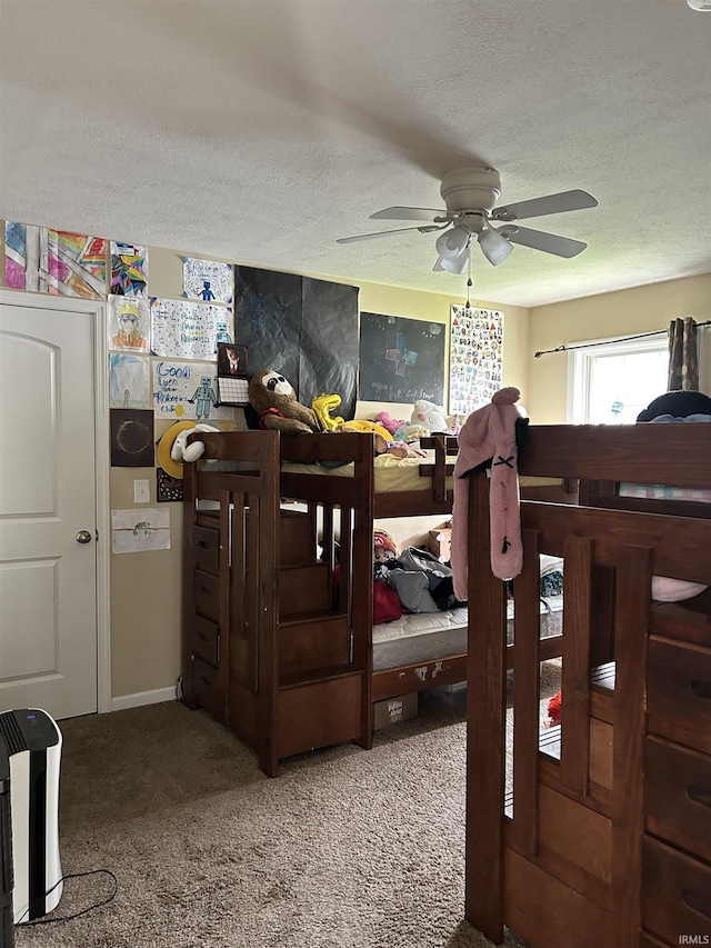 1406 Hillcrest Rd, Bedford, IN 47421 - carpeted bedroom featuring a textured ceiling and ceiling fan