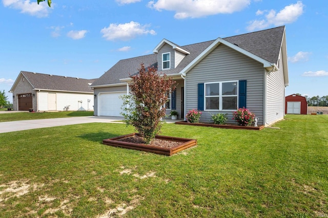 303 Shrack Ln, Dunkirk, IN 47336 - view of front of house with driveway, an attached garage, a front lawn, and roof with shingles