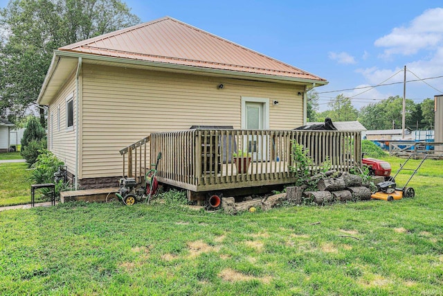 407 N Front St, North Manchester, IN 46962 - rear view of house with a deck and metal roof