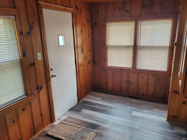 1005 E 4th St, Mishawaka, IN 46544 - entryway featuring wooden walls and light wood-style floors