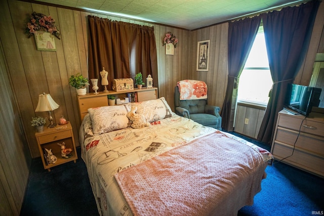 12350 Cedar Rd, Bourbon, IN 46504 - bedroom with carpet flooring and wooden walls