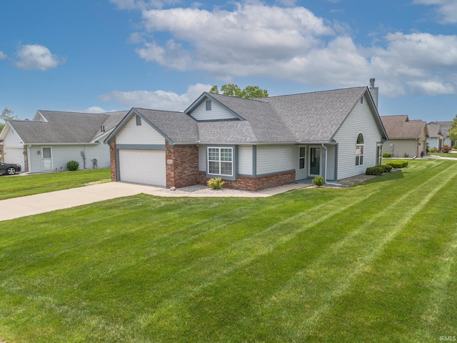 1843 Valley View Dr, Kokomo, IN 46902 - view of front of property with brick siding, driveway, an attached garage, and a front yard
