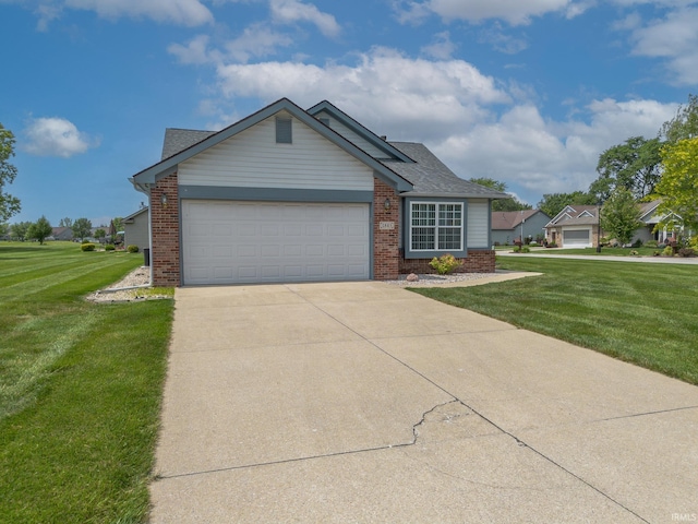 1843 Valley View Dr, Kokomo, IN 46902 - ranch-style house with brick siding, a front lawn, driveway, and an attached garage