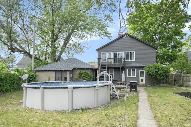 629 E 3rd St, Mishawaka, IN 46544 - rear view of property with a chimney and stairs