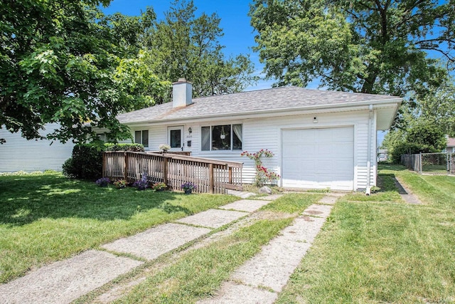 5209 Sunnyfield Pl, South Bend, IN 46619 - single story home with driveway, a chimney, roof with shingles, and an attached garage