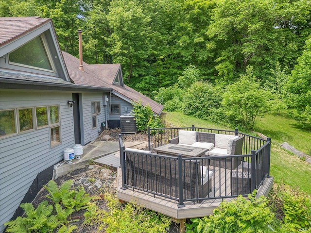 411 N 400 W, West Lafayette, IN 47906 - deck featuring an outdoor living space and central AC unit