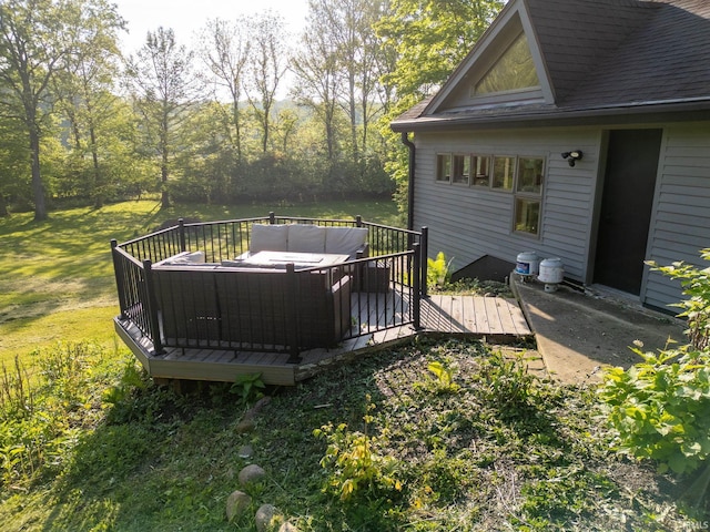 411 N 400 W, West Lafayette, IN 47906 - deck with outdoor lounge area and a yard