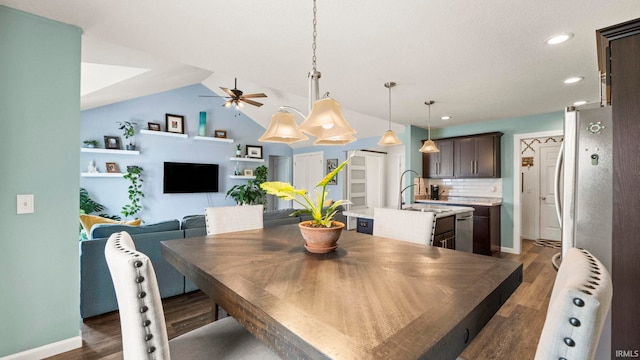 12946 Magnolia Creek Trl, Fort Wayne, IN 46814 - dining room with wood finished floors, ceiling fan, recessed lighting, and baseboards