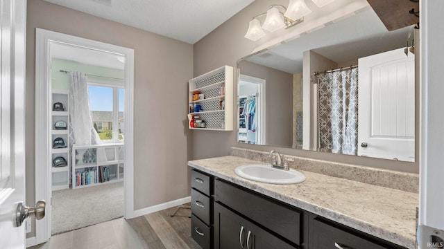 12946 Magnolia Creek Trl, Fort Wayne, IN 46814 - full bathroom featuring wood finished floors, vanity, baseboards, and a spacious closet