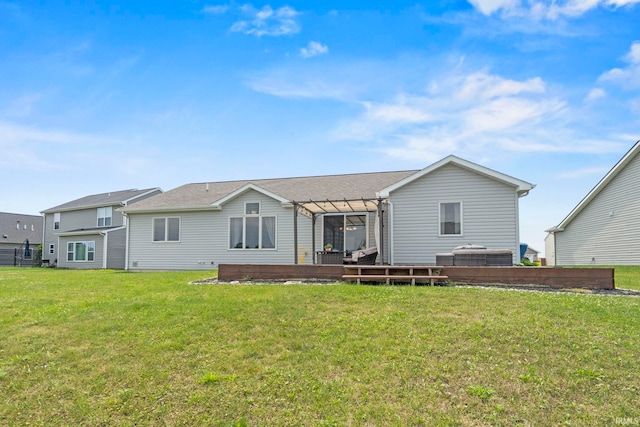 12946 Magnolia Creek Trl, Fort Wayne, IN 46814 - rear view of house featuring a pergola, a lawn, and a deck