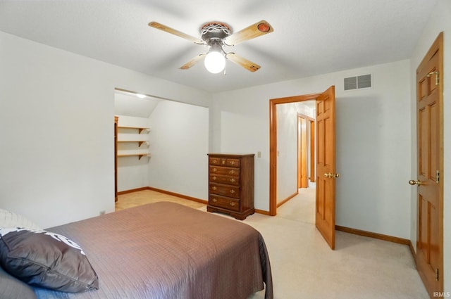 6011 W Wallen Rd, Fort Wayne, IN 46818 - bedroom with light carpet, baseboards, and a ceiling fan
