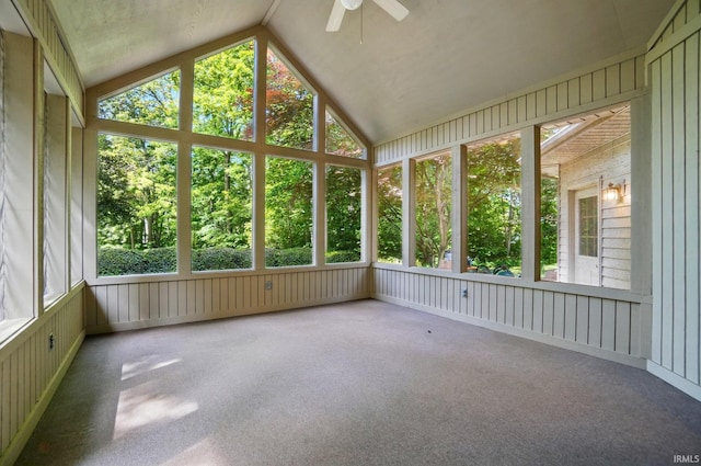 6011 W Wallen Rd, Fort Wayne, IN 46818 - unfurnished sunroom with ceiling fan, lofted ceiling, and plenty of natural light
