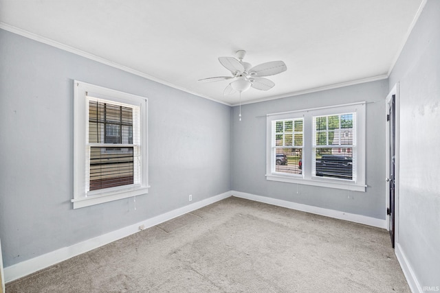 2217 Inglewood Pl, South Bend, IN 46616 - unfurnished room featuring ornamental molding, carpet floors, ceiling fan, and baseboards