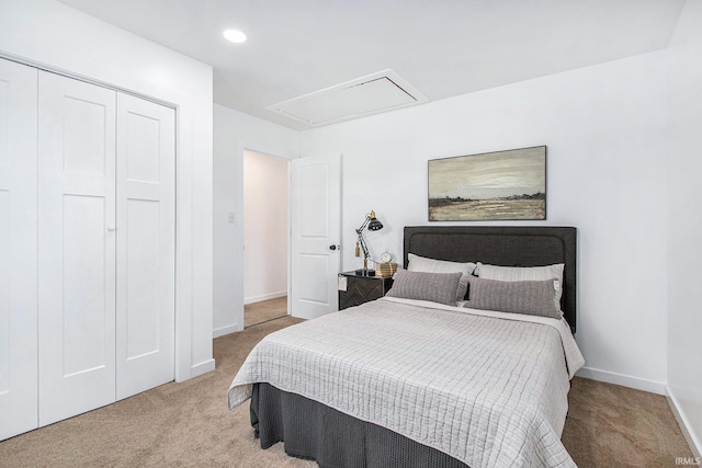 200 Johnson St, Elkhart, IN 46516 - carpeted bedroom with attic access, baseboards, recessed lighting, and a closet