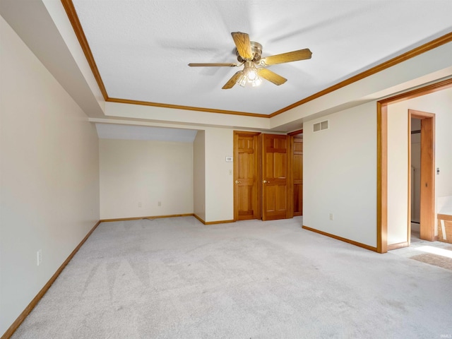 509 Water Meade Pl, Fort Wayne, IN 46825 - unfurnished bedroom featuring crown molding, light colored carpet, baseboards, and ceiling fan