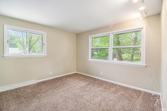 1708 Canterbury Dr, Elkhart, IN 46514 - carpeted spare room with baseboards, baseboard heating, and track lighting