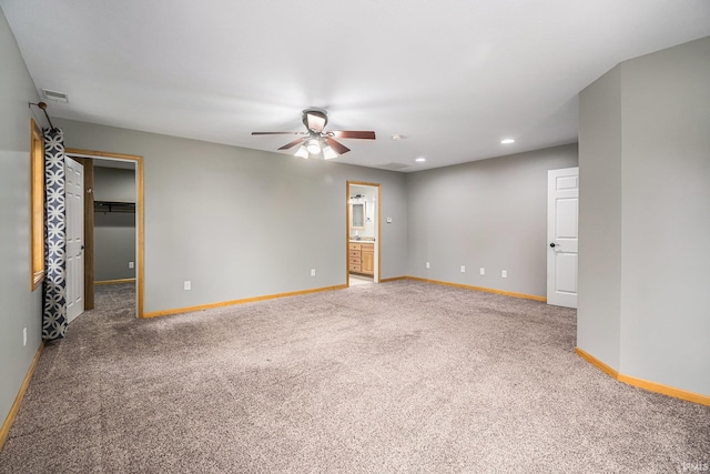 1708 Canterbury Dr, Elkhart, IN 46514 - carpeted empty room with a ceiling fan, baseboards, and recessed lighting