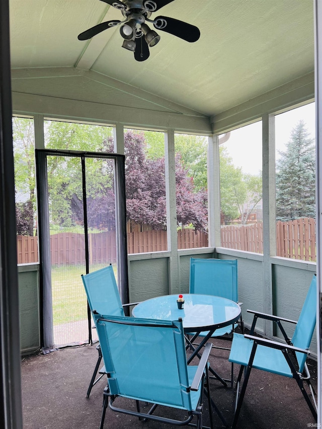 9987 Rainbow Falls Ln, Fishers, IN 46037 - sunroom / solarium with a ceiling fan and outdoor dining space