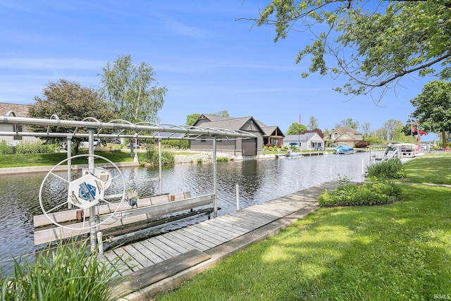 8056 E N Rd, Syracuse, IN 46567 - dock with a water view, a yard, and a residential view
