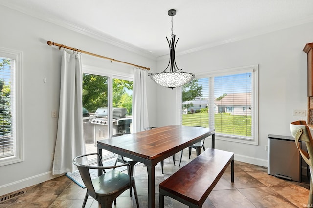 16265 Gemma Pass, Huntertown, IN 46748 - dining area featuring plenty of natural light, ornamental molding, and baseboards