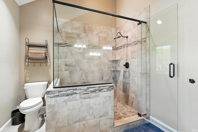 16265 Gemma Pass, Huntertown, IN 46748 - bathroom with toilet, a stall shower, and baseboards