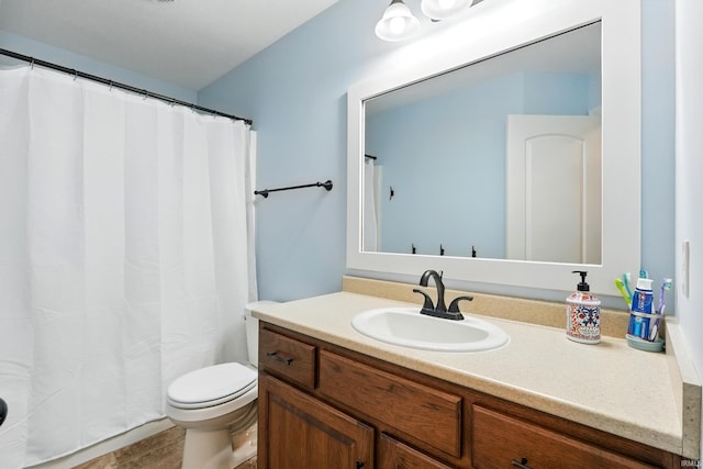 16265 Gemma Pass, Huntertown, IN 46748 - bathroom featuring vanity, toilet, and curtained shower