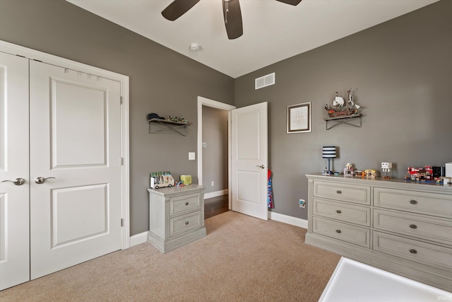 7503 Toscana Ct, Granger, IN 46530 - bedroom with light colored carpet, baseboards, and ceiling fan