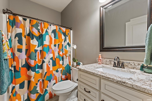 7503 Toscana Ct, Granger, IN 46530 - bathroom with vanity, toilet, and a shower with curtain