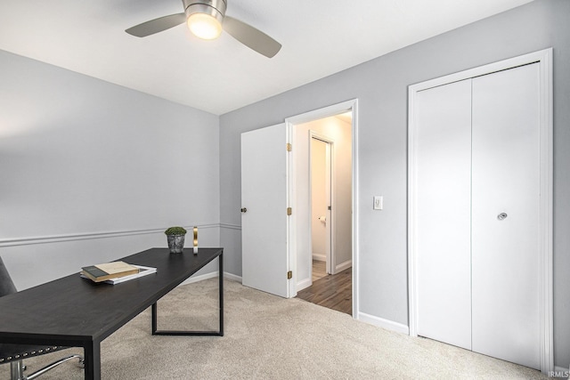 15711 Durham Way, Granger, IN 46530 - office area with carpet flooring, a ceiling fan, and baseboards