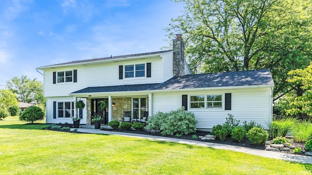 1229 Dell Cove Dr, Fort Wayne, IN 46804 - traditional-style house with a chimney and a front lawn