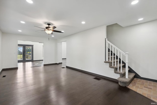 6226 Wheeling Ave, Muncie, IN 47304 - unfurnished living room featuring recessed lighting, baseboards, a ceiling fan, and wood finished floors