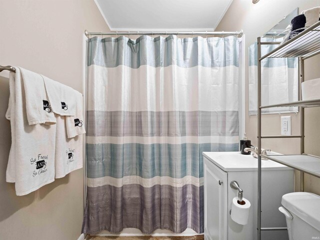 254 Forrest Ave, Wabash, IN 46992 - full bath featuring toilet, vanity, and a shower with curtain