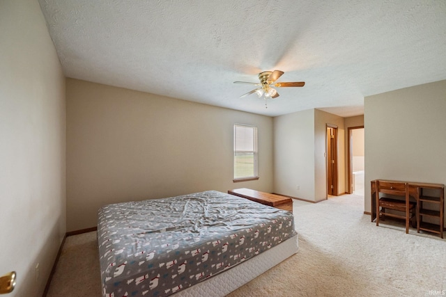8633 State Rd 28 E, Clarks Hill, IN 47930 - bedroom with carpet, baseboards, a ceiling fan, and a textured ceiling