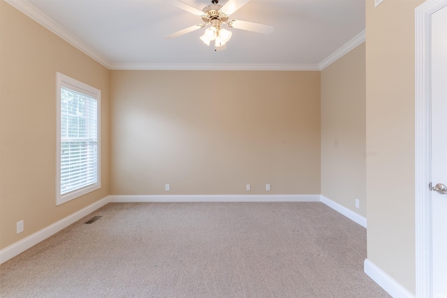 9081 Halston Cir, Newburgh, IN 47630 - carpeted spare room with crown molding, baseboards, and ceiling fan
