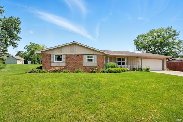 120 Cord Pl, Auburn, IN 46706 - ranch-style home with a garage, brick siding, concrete driveway, and a front yard
