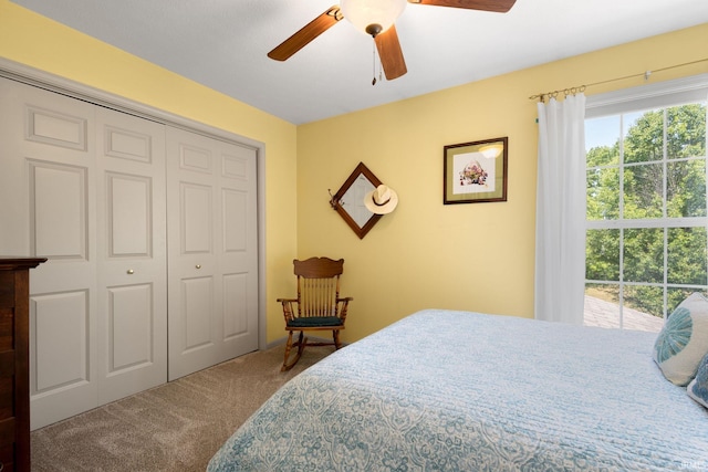 18165 Farmington Hills Dr, South Bend, IN 46637 - carpeted bedroom with multiple windows, a closet, and a ceiling fan