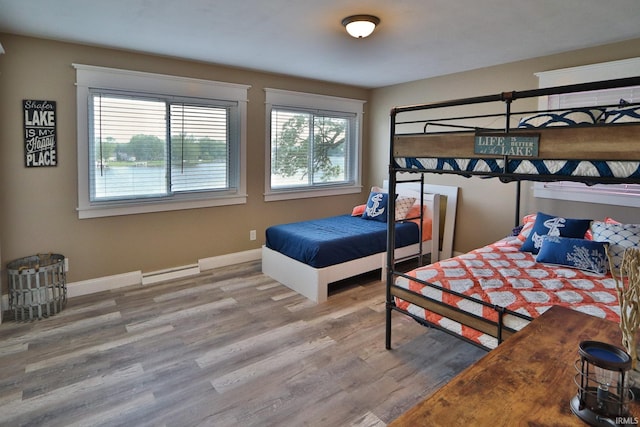 5547 N W Shafer Dr, Monticello, IN 47960 - bedroom with a baseboard radiator, wood finished floors, and baseboards