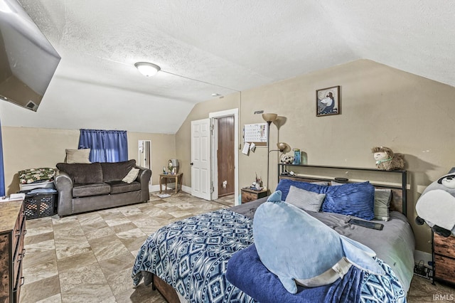 719 W Franklin St, Elkhart, IN 46516 - bedroom with lofted ceiling and a textured ceiling