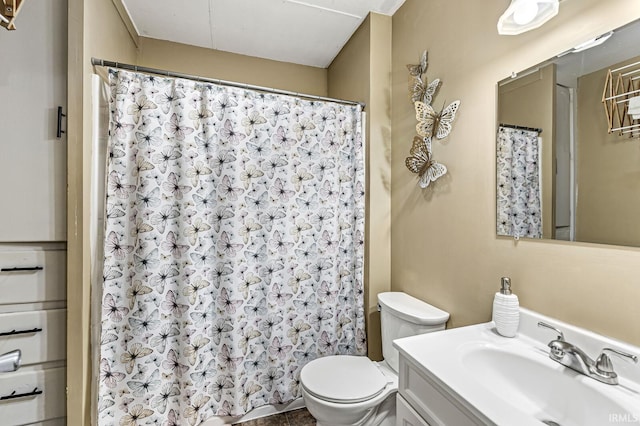 719 W Franklin St, Elkhart, IN 46516 - bathroom featuring vanity, toilet, and a shower with curtain