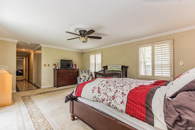 8804 W Tulip Tree Dr, Muncie, IN 47304 - bedroom with crown molding and a ceiling fan