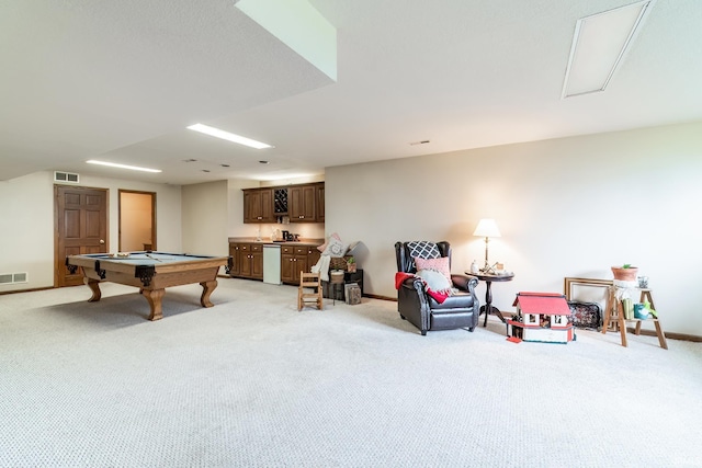 15329 Laurel Ridge Pl, Leo, IN 46765 - recreation room featuring billiards, light carpet, and baseboards