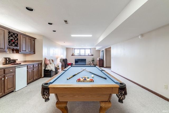 15329 Laurel Ridge Pl, Leo, IN 46765 - rec room with light carpet, baseboards, and pool table