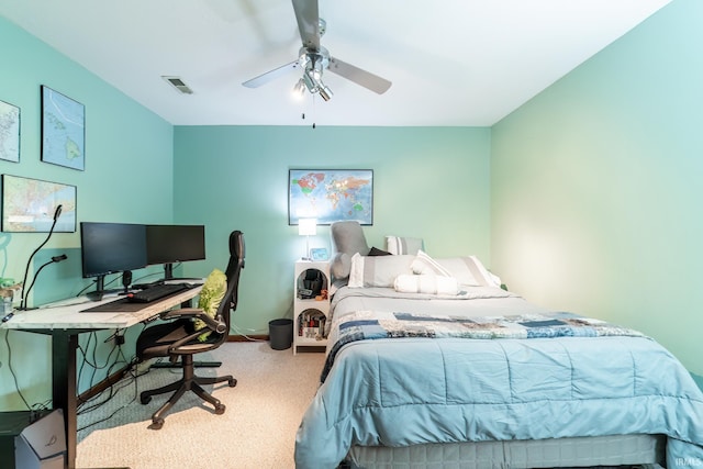 15329 Laurel Ridge Pl, Leo, IN 46765 - carpeted bedroom featuring an office area and a ceiling fan
