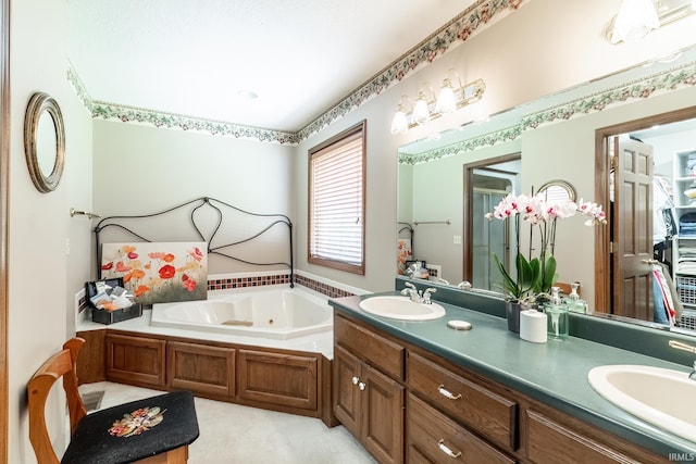 15329 Laurel Ridge Pl, Leo, IN 46765 - full bath featuring a whirlpool tub, double vanity, and a shower stall