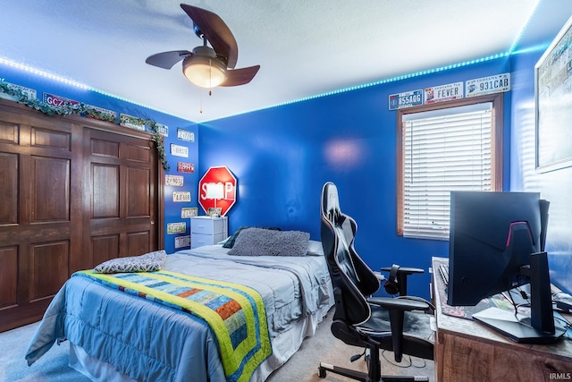 15329 Laurel Ridge Pl, Leo, IN 46765 - bedroom featuring a desk, carpet, and a ceiling fan
