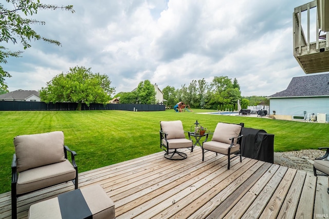 15329 Laurel Ridge Pl, Leo, IN 46765 - wooden terrace with a playground