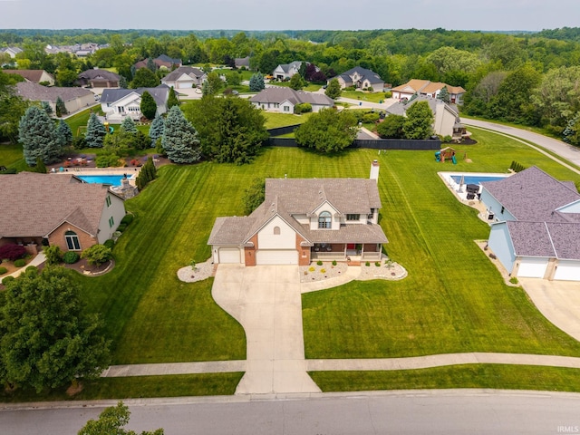 15329 Laurel Ridge Pl, Leo, IN 46765 - aerial perspective of suburban area featuring a pool
